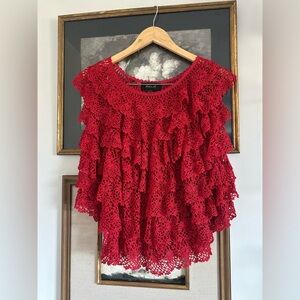 ANIA A Red Embroidered Tunic sz L